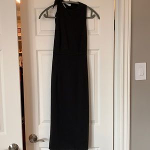 Black one shoulder open back dress